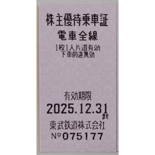 【ぺこし様専用】東武鉄道 株主優待乗車証 6枚 2025年12月期限(鉄道乗車券)