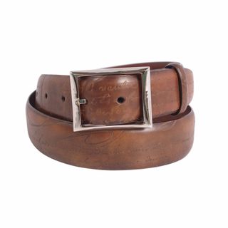 ベルルッティ(BERLUTI)の美品 ベルルッティ Berluti ベルト レザーベルト バックル カリグラフィ スクリット メンズ イタリア製 85 ブラウン(ベルト)