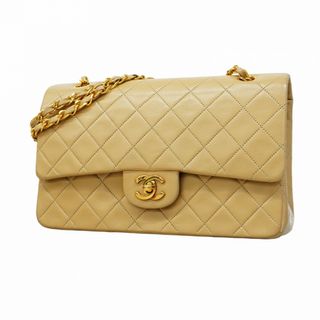 シャネル(CHANEL)の【5fc4437-e】シャネル ショルダーバッグ マトラッセ Wフラップ Wチェーン ラムスキン ベージュ ゴールド金具【中古】レディース(ショルダーバッグ)