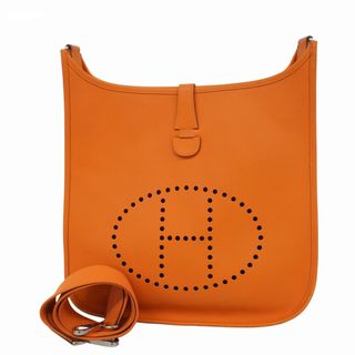 エルメス(HERMES)の【5fc4557】エルメス ショルダーバッグ エヴリン1GM ヴォーエプソン オレンジ シルバー金具 □J刻印【中古】レディース(ショルダーバッグ)