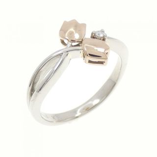PT900/K18PG フラワー ダイヤモンド リング 0.01CT(リング(指輪))