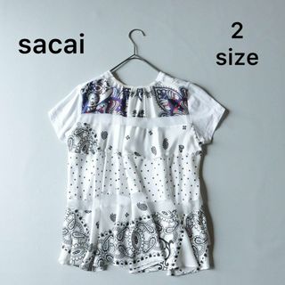 サカイ(sacai)の5198【美品】サカイ　半袖カットソー 異素材切り替え パッチワーク 21SS(チュニック)