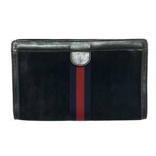GUCCI PARFUMS(グッチパフューム) セカンドバッグ 黒×ネイビー×レッド レザー(セカンドバッグ/クラッチバッグ)