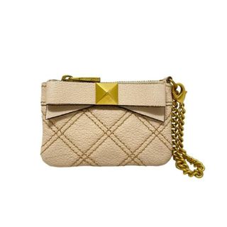 マークジェイコブス(MARC JACOBS)のMARC JACOBS(マークジェイコブス) コインケース - ライトピンク キルティング/リボン/チェーン レザー(コインケース)