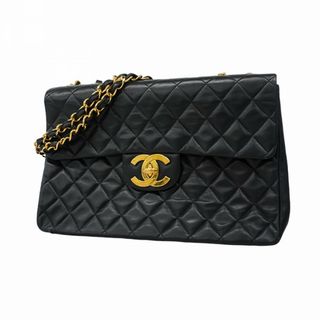 シャネル(CHANEL)の【5fd4714】シャネル ショルダーバッグ デカマトラッセ Wチェーン ラムスキン ブラック ゴールド金具【中古】レディース(ショルダーバッグ)