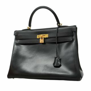 エルメス(HERMES)の【5fd4734】エルメス ハンドバッグ ケリー35 ボックスカーフ ブラック ゴールド金具 □D刻印【中古】レディース(ハンドバッグ)