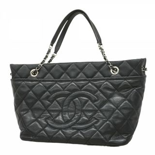 シャネル(CHANEL)の【5fd4746】シャネル トートバッグ マトラッセ キャビアスキン ブラック シルバー金具 チェーン【中古】レディース(トートバッグ)