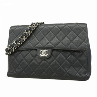 シャネル(CHANEL)の【5fd4748】シャネル ショルダーバッグ デカマトラッセ Wチェーン キャビアスキン ブラック シルバー金具【中古】レディース(ショルダーバッグ)