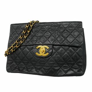シャネル(CHANEL)の【5fd4761】シャネル ショルダーバッグ デカマトラッセ Wチェーン ラムスキン ブラック ゴールド金具【中古】レディース(ショルダーバッグ)