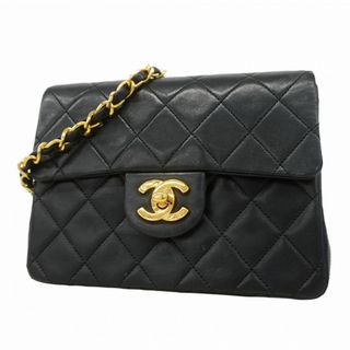 シャネル(CHANEL)の【5fd4778】シャネル ショルダーバッグ ミニマトラッセ チェーンショルダー ラムスキン ブラック ゴールド金具【中古】レディース(ショルダーバッグ)