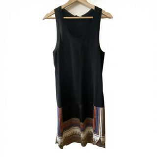 ジバンシィ(GIVENCHY)のGIVENCHY(ジバンシー) ワンピース サイズS レディース美品  - 黒×アイボリー×マルチ クルーネック/ノースリーブ/ひざ丈/ニット(その他)