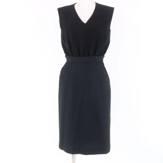 極美品☆YOKO CHAN ヨーコチャン YCD-218-390 ノースリーブ ウエスト切替 ワンピース ブラック 36 日本製 正規品 レディース(ひざ丈ワンピース)