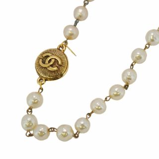 シャネル(CHANEL)の【5jfb0362】シャネル ネックレス ヴィンテージ ココマーク 丸型 サークル GPメッキ フェイクパール ゴールド【中古】レディース(ネックレス)