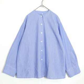 レリアン(leilian)の【美品！】無印良品★長袖ブラウス ストライプ サイズS サックス系 z13996(シャツ/ブラウス(長袖/七分))