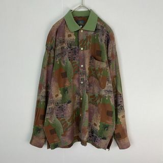 ヴィンテージ(VINTAGE)のヴィンテージ　長袖シャツ　襟付き 柄シャツ メンズ L XL相当　マルチカラー(シャツ)