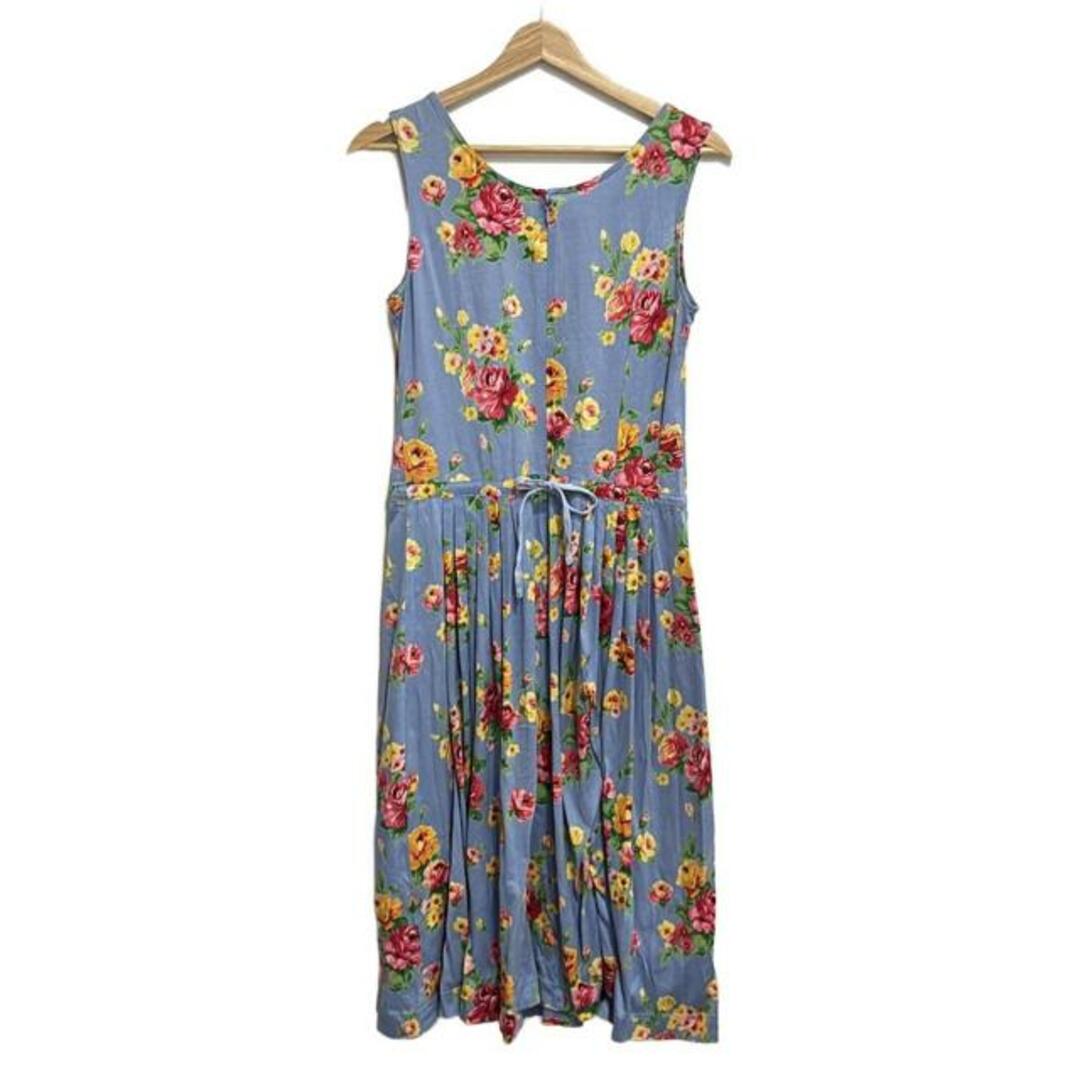 Mademoiselle NON NON(マドモアゼルノンノン) ワンピース レディース - ライトブルー×レッド×マルチ クルーネック/ノースリーブ/ロング/花柄 レディースのワンピース(その他)の商品写真