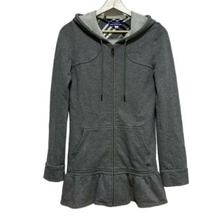 バーバリーブルーレーベル(BURBERRY BLUE LABEL)のBurberry Blue Label(バーバリーブルーレーベル) パーカー サイズ38 M レディース - グレー 長袖/ジップアップ/フリル(パーカー)