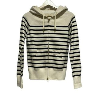 バーバリーブルーレーベル(BURBERRY BLUE LABEL)のBurberry Blue Label(バーバリーブルーレーベル) パーカー サイズ38 M レディース - 白×ネイビー 長袖/ボーダー/ジップアップ(パーカー)