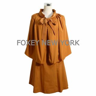 フォクシーニューヨーク(FOXEY NEW YORK)の美品 FOXEY NEW YORK 膝丈 ノースリーブ ワンピース×ポンチョ(ひざ丈ワンピース)