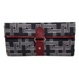 レスポートサック(LeSportsac)のLESPORTSAC(レスポートサック) クラッチバッグ新品同様  - ダークブラウン×白×マルチ 竹 レザー(クラッチバッグ)