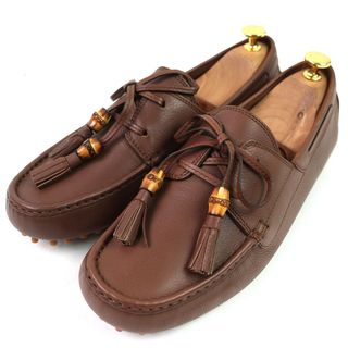グッチ(GUCCI)の未使用品△GUCCI グッチ 367923 バンブータッセル レザー ローファー ドライビングシューズ ブラウン 8.5 保存袋付き イタリア製 メンズ(その他)