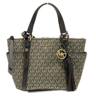 マイケルコース(MICHAEL KORS)のMICHAEL KORS(マイケルコース) ハンドバッグ美品  - ダークブラウン×ベージュ レザー(ハンドバッグ)