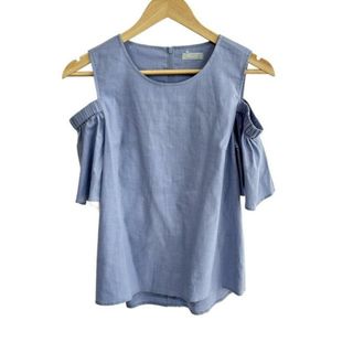 エストネーション(ESTNATION)のESTNATION(エストネーション) 半袖シャツブラウス サイズ36 S レディース美品  - ライトブルー クルーネック(シャツ/ブラウス(半袖/袖なし))