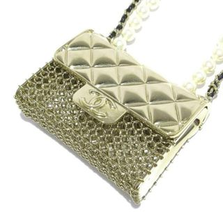 シャネル(CHANEL)のCHANEL(シャネル) ネックレス美品  マトラッセ AB6154 ラムスキン ゴールド×アイボリー×黒 ロングネックレス/バッグモチーフ/メッシュ(ネックレス)