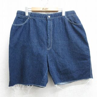 W34★古着 ショート パンツ ショーツ メンズ 80年代 80s Pizzazz タロン 濃紺 ネイビー デニム 【spe】 25jun25 中古 ボトムス 短パン ショーパン ハーフ(ワークパンツ/カーゴパンツ)