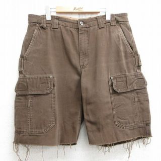 W35★古着 DULUTH TRADING ショート カーゴ パンツ ショーツ メンズ ダック地 コットン 茶 ブラウン 25jun25 中古 ボトムス 短パン ショーパン(ワークパンツ/カーゴパンツ)