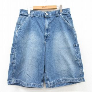 W34★古着 アリゾナジーンズ ショート ペインター パンツ ショーツ メンズ コットン 紺 ネイビー デニム 25jun25 中古 ボトムス 短パン ショーパン(ワークパンツ/カーゴパンツ)