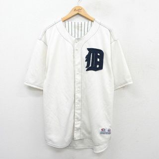 XL★古着 半袖 ベースボール シャツ メンズ MLB デトロイトタイガース 大きいサイズ 白 ホワイト メジャーリーグ 野球 25jun25 中古 トップス(シャツ)