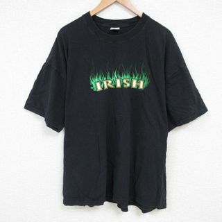 XL★古着 ジャージーズ 半袖 ビンテージ Tシャツ メンズ 00年代 00sアイリッシュ 大きいサイズ コットン クルーネック 黒 ブラック 25jun25 中古(Tシャツ/カットソー(半袖/袖なし))