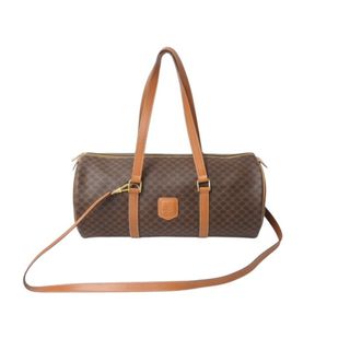 セリーヌ(CELINE)のCELINE セリーヌ マカダム 2WAYバッグ ショルダーバッグ ボストンバッグ ハンドバッグ PVC レザー ブラウン ゴールド 美品 中古 4b003576(ボストンバッグ)