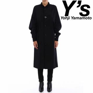 ワイズ(Y's)の希少 ワイズヨウジヤマモト 上質 フラップ デザイン ナイロン オーバーコート(ロングコート)