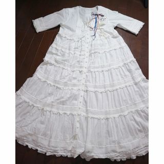 ピンクハウス(PINK HOUSE)のピンクハウス♡綿ローン♡ピコフリルとピンタックデザインのオーバーワンピース(ロングワンピース/マキシワンピース)