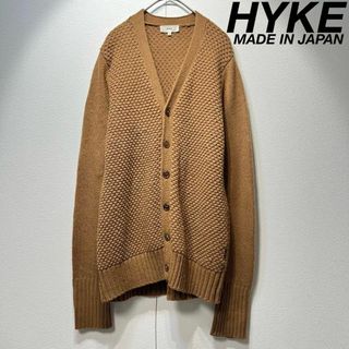 ハイク(HYKE)の希少 ハイク 上質 ウール Vネック 鹿の子 デザイン ニットカーディガン 2(カーディガン)