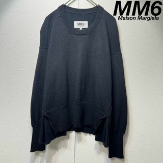 エムエムシックス(MM6)の希少 MM6 上質 ウール クルーネック サイドスリット デザイン ニット S(ニット/セーター)