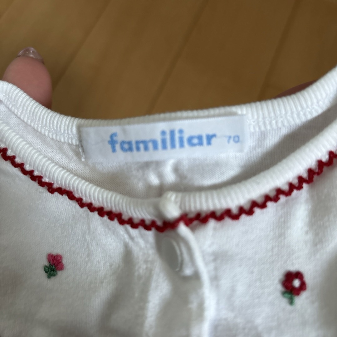 高評価アイテム familiar - ファミリア 赤 ロンパワース 70cmの通販 by あこ's ロンパース・カバーオール