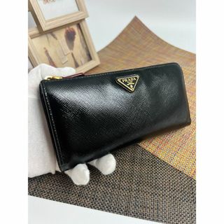プラダ(PRADA)の✨極美品✨PRADA プラダ　エナメルサフィアーノレザー　L字ファスナー長財布(財布)