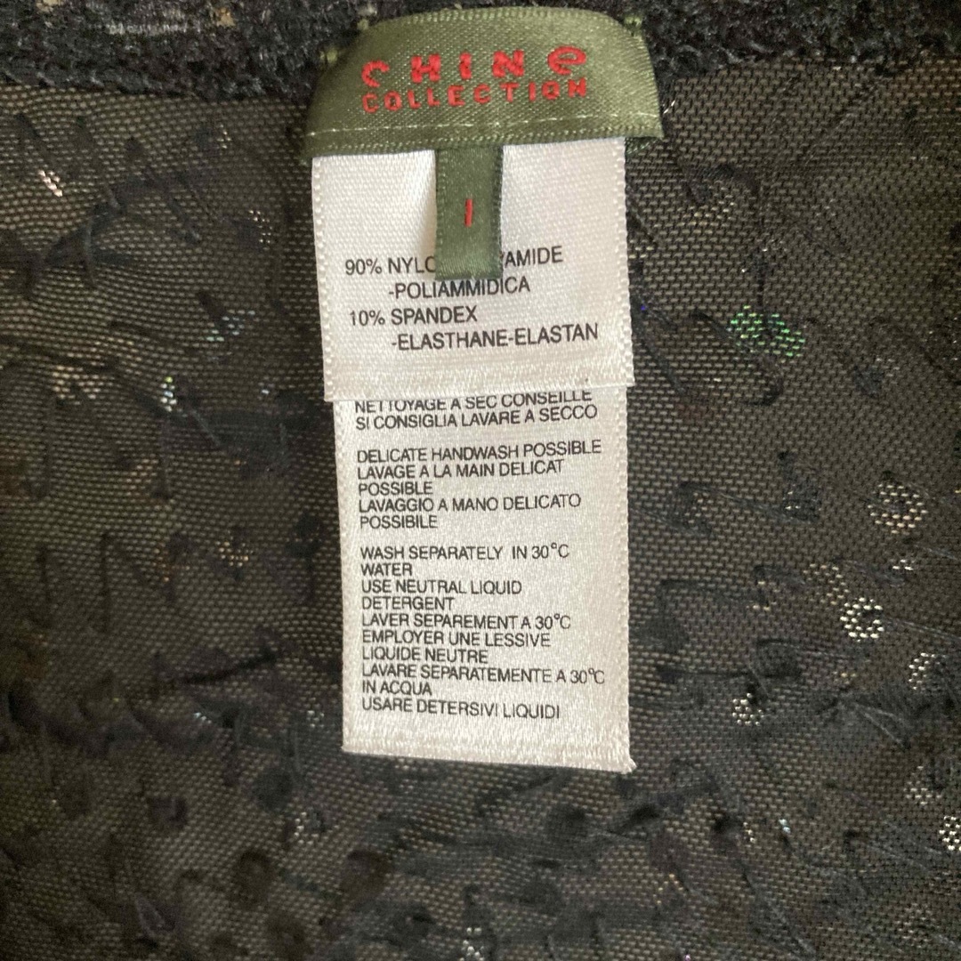 CHINE COLLECTION メッシュ素材ビーズスパンコール装飾半袖