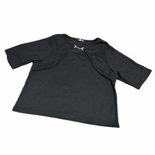 アベイル(Avail)のSUREVE フロントクラスプ付き　半袖トップス　カットソー　ブラック　 L(カットソー(半袖/袖なし))