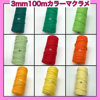 【2本目以降1本1000円】マクラメ カラー 紐 編み 糸 ロープ 3mm DD(生地/糸)