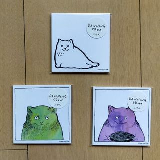 ふせん3種セット ホワイト パープル グリーン モブ 黒山キャシーラム 猫 ねこ(キャラクターグッズ)