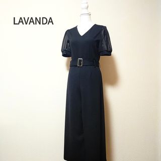 ラバンダ　宇野実彩子　ワイドオールインワン　サロペット　モード　オケージョン　黒(オールインワン)