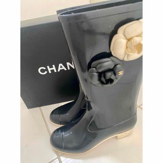 シャネル(CHANEL)のCHANEL レインブーツ カメリア 37(レインブーツ/長靴)