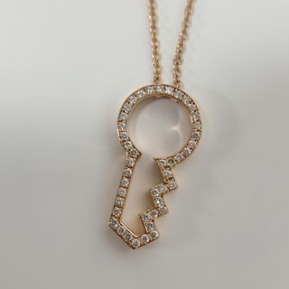 【中古】ADORO   アドロ　  Aperto　ダイヤモンド     K18  ピンクゴールド ダイヤモンド　ネックレス(ネックレス)