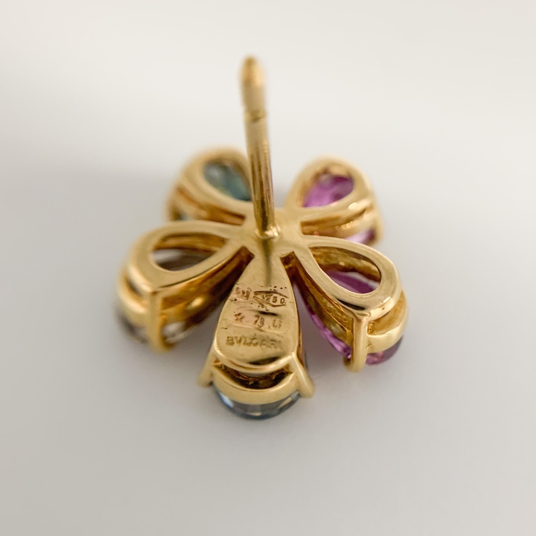 BVLGARI(ブルガリ)の【中古】ブルガリ BVLGARI フラワー コントレール ピアス フローラ K18 イエローゴールド  ダイヤ マルチカラー レディースのアクセサリー(ピアス)の商品写真