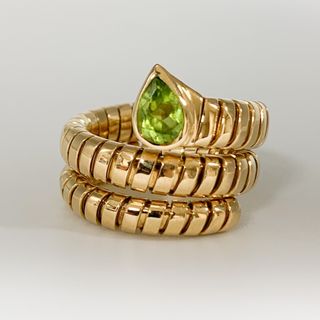 【中古】BVLGARI ブルガリ トゥボガス ペリドット リング 　指輪 　750　ジュエリー グリーン系　　レディース(リング(指輪))