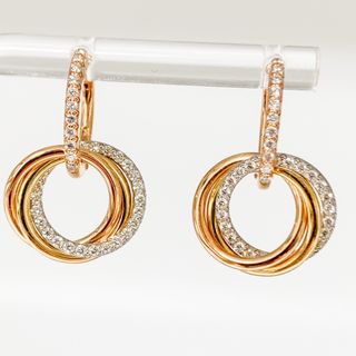 【中古】CARTIER  カルティエ  トリニティ ダイヤ　ピアス　750(YG×PG×WG）(ピアス)